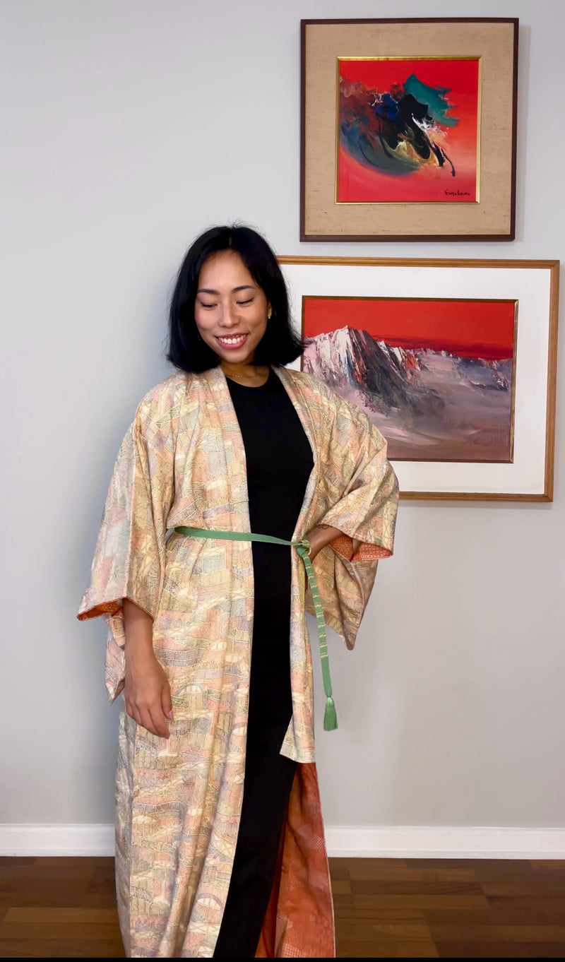 Kimono Japanese Colored Drawn Windows