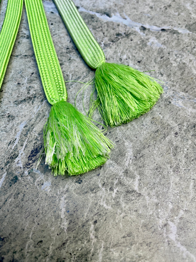 Obijime Belt Flat Lime Green and White