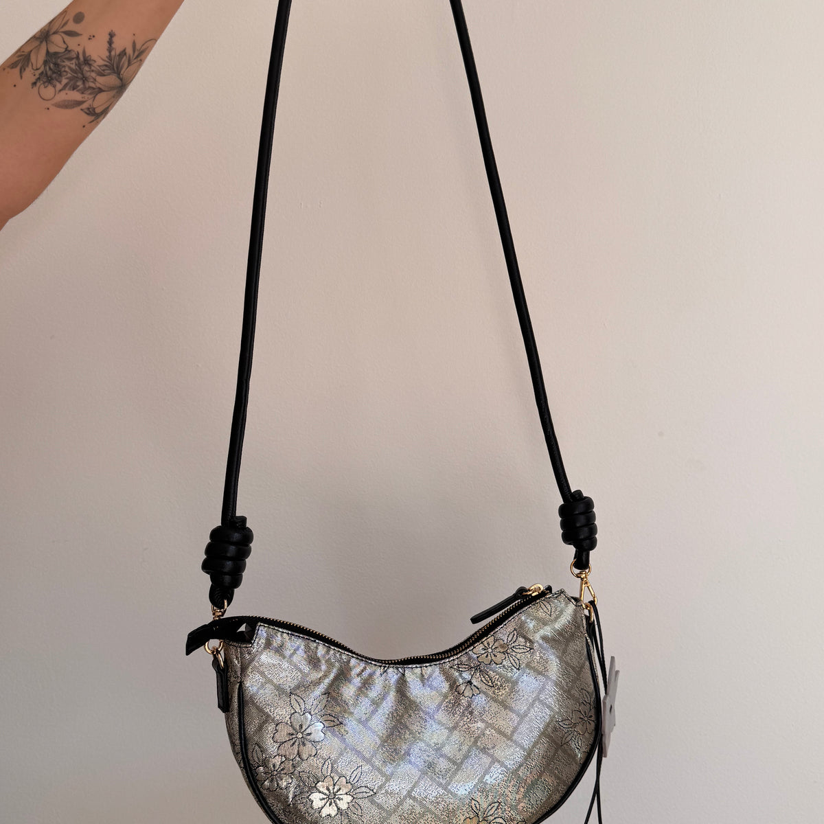 AIKO BAG Silver and Gold Sakura from Japanese Obi sash