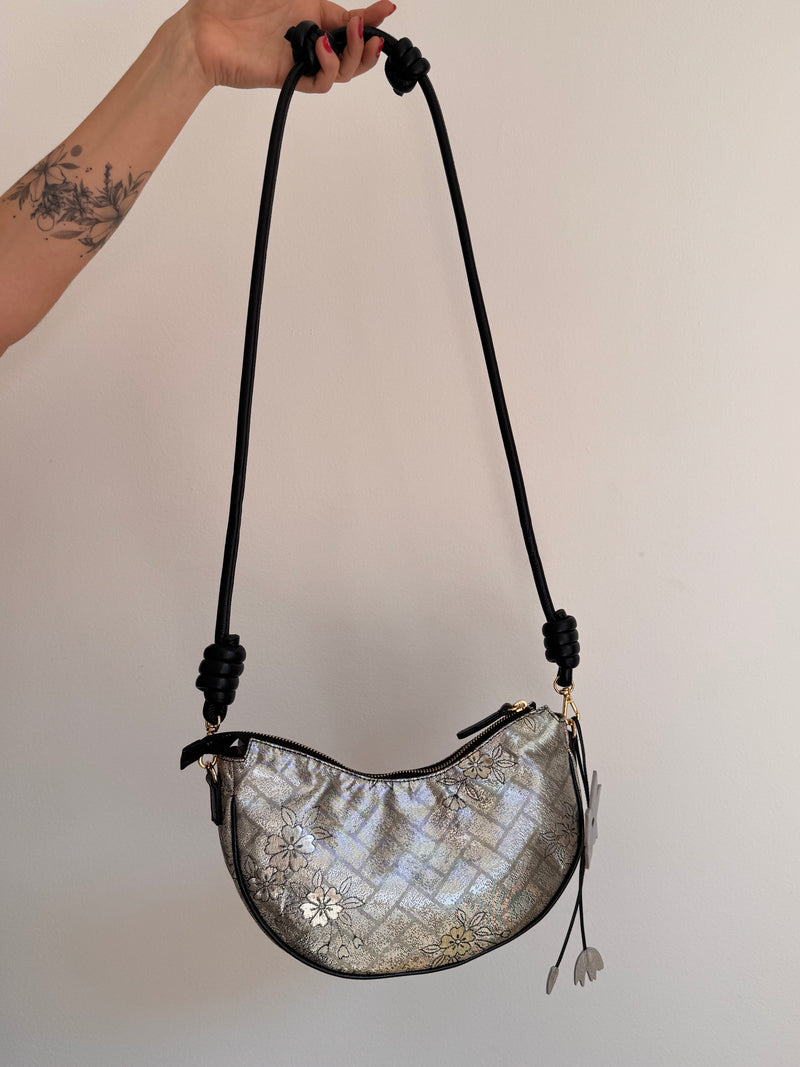 AIKO BAG Silver and Gold Sakura from Japanese Obi sash