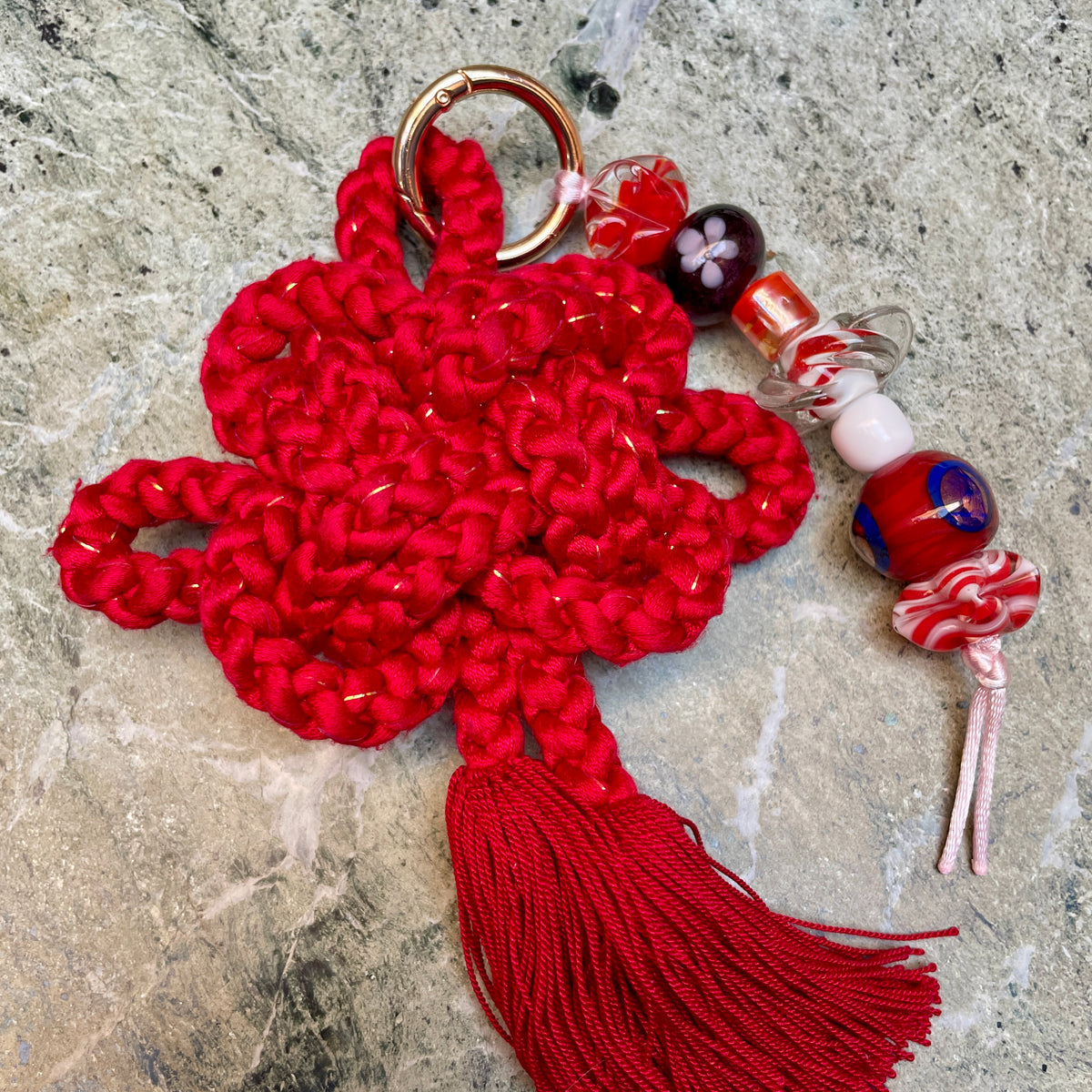 Obijime Bag Charm - Cherry Red In Silk