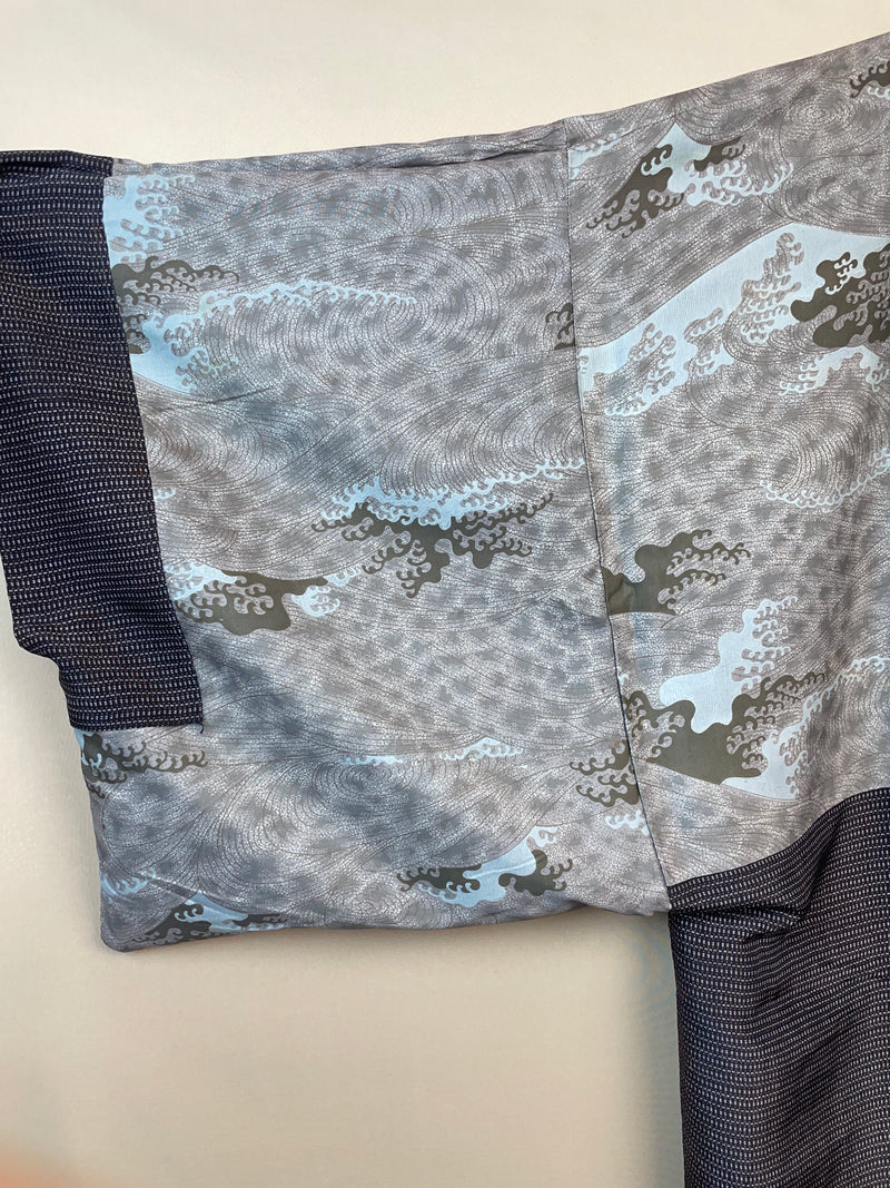 Haori Mens Deep Brown with Waves Interior