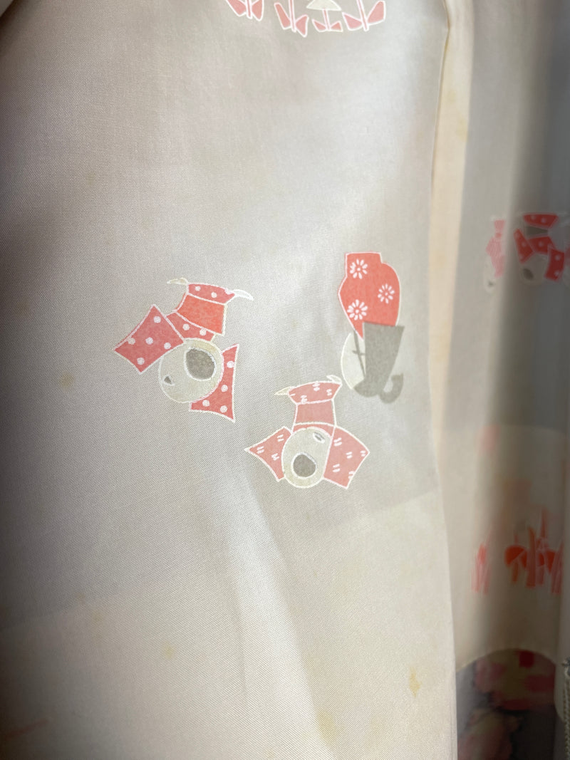 Haori Light blue Button flowers