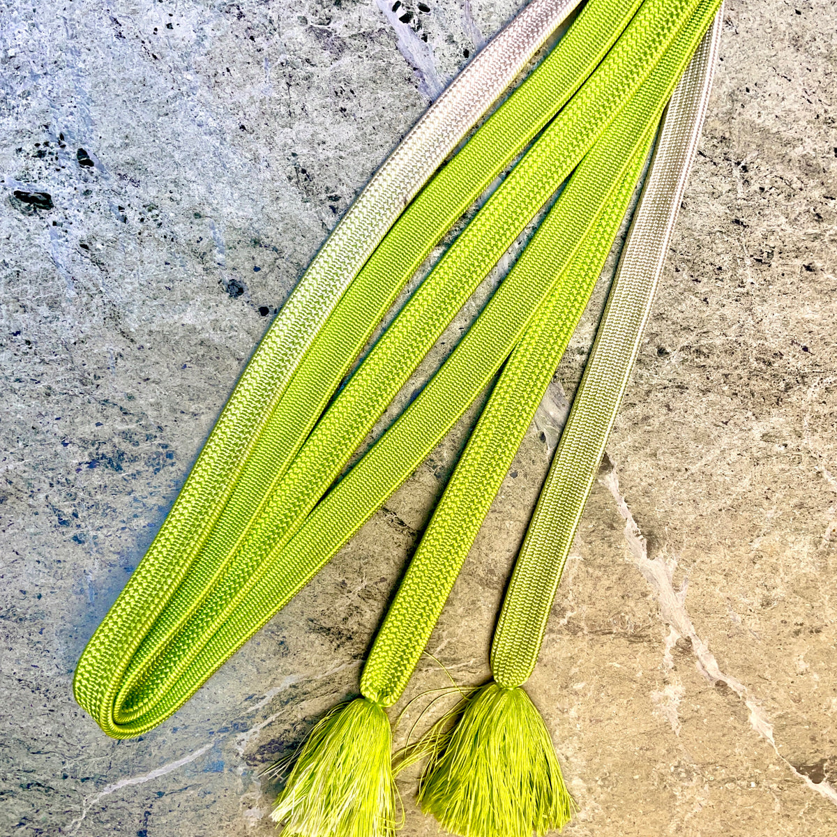 Obijime Belt Flat Lime Green and White