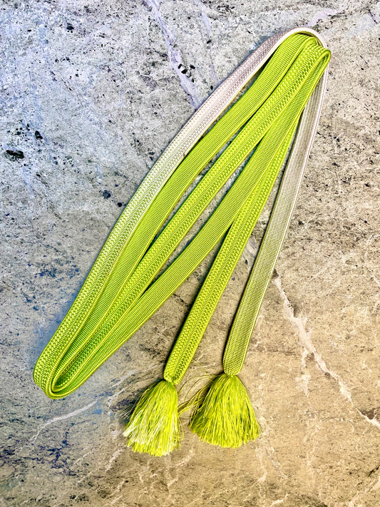 Obijime Belt Flat Lime Green and White