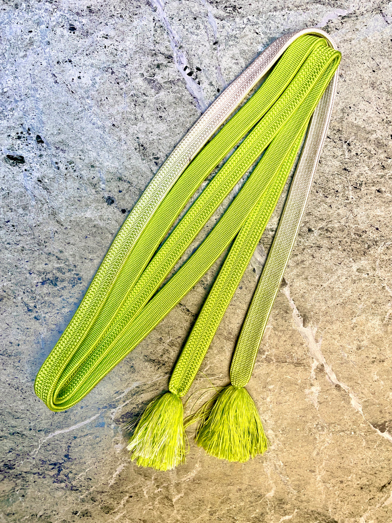Obijime Belt Flat Lime Green and White