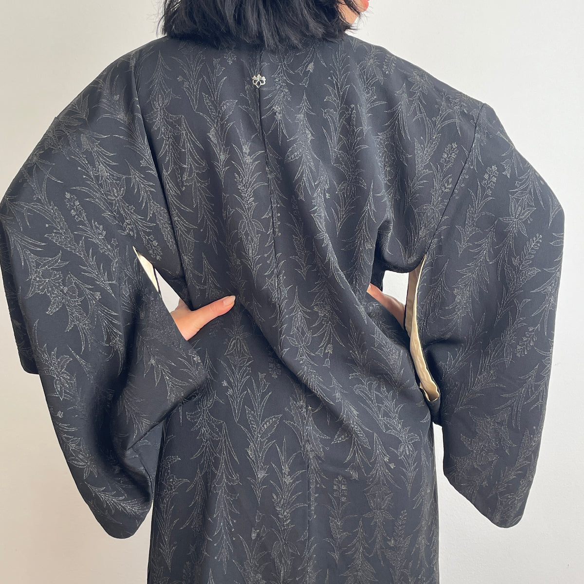 Haori Black with Black Metallic Embroidery in Silk