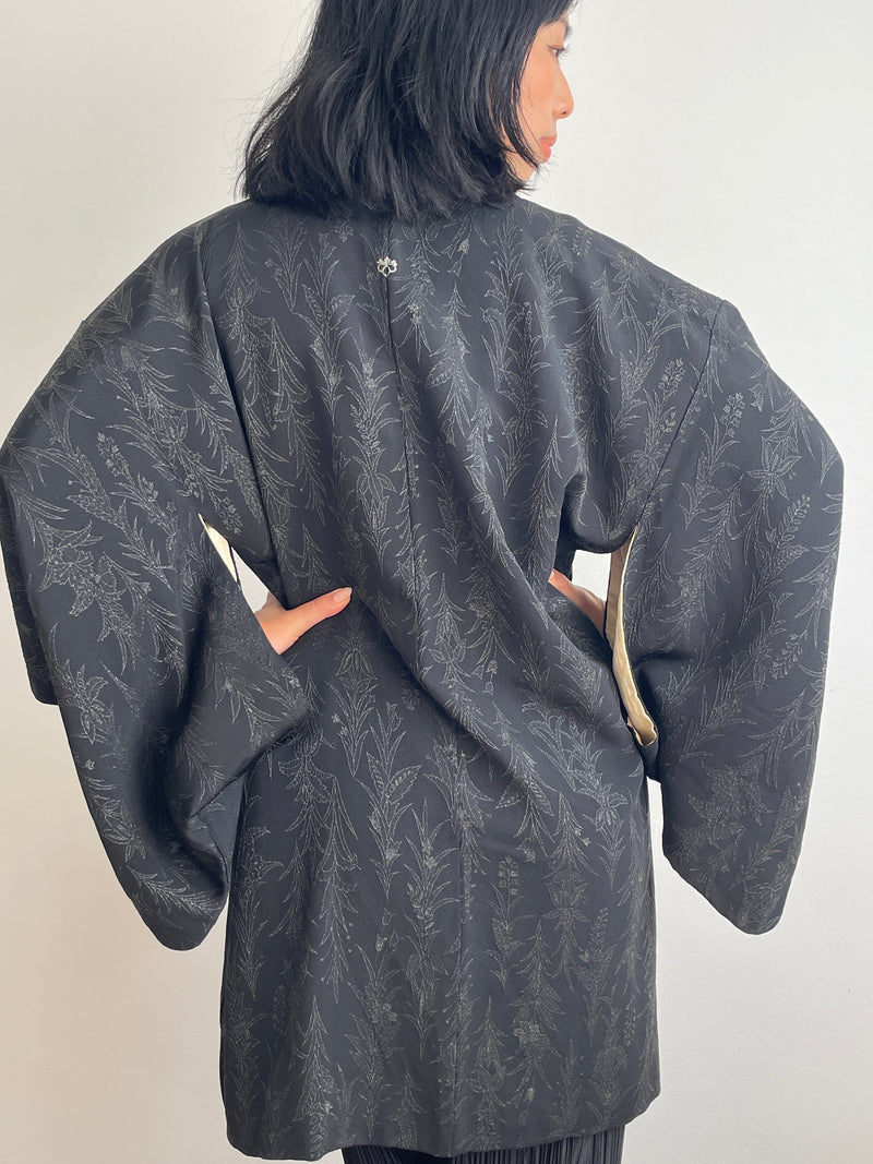Haori Black with Black Metallic Embroidery in Silk