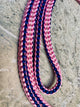 Obijime Belt Flat Braided Purple and Pink with Silver in Silk