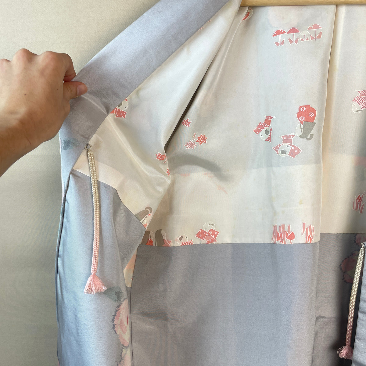 Haori Light blue Button flowers