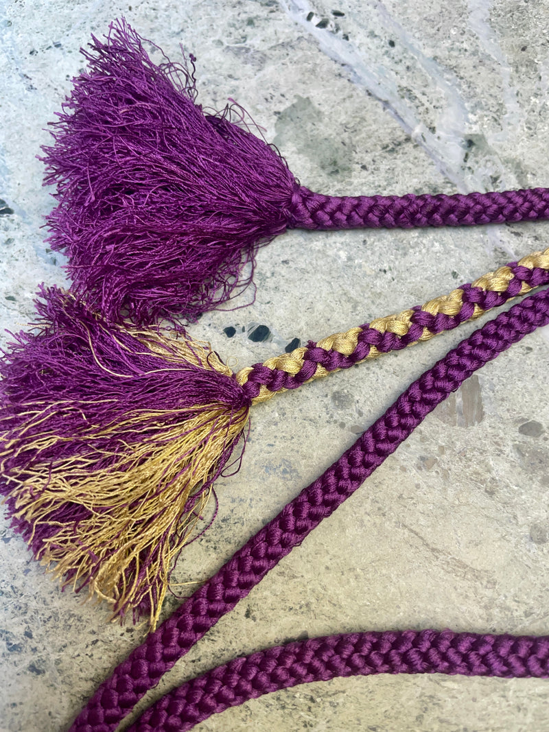 Obijime Round Purple and Gold in Silk