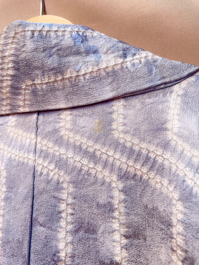 Kimono Light Blue Shibori Stripes in Silk