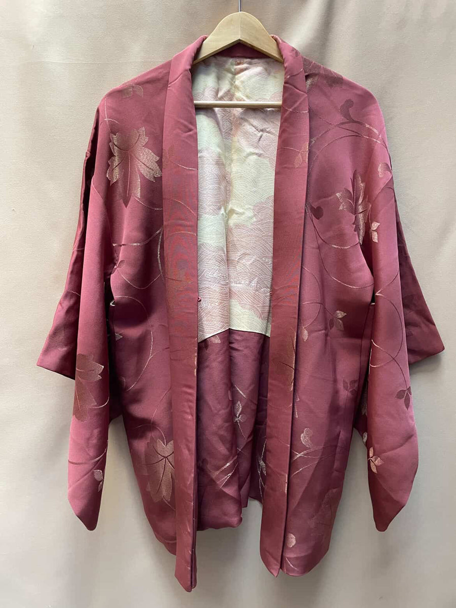 Haori Mauve with Metallic Embroideries in Silk