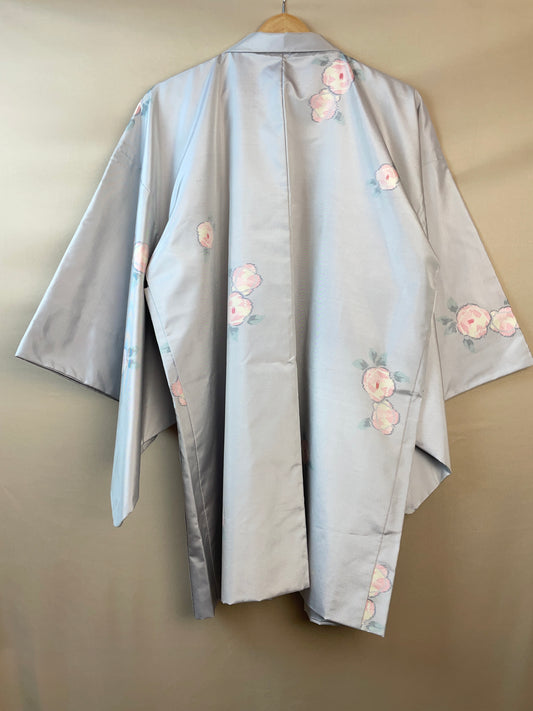 Haori Light blue Button flowers