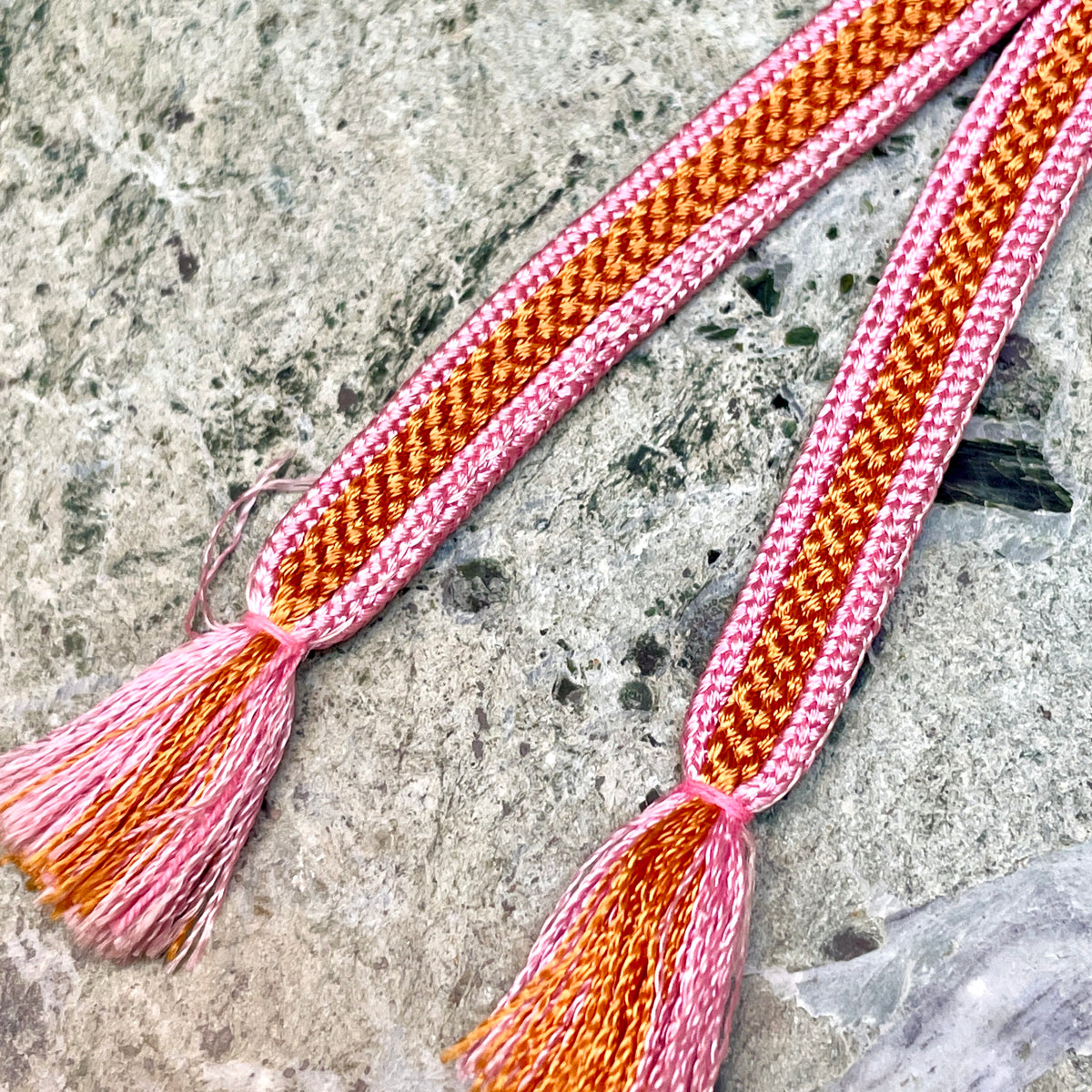Haorihimo Belts Brown and Pink in Silk (set of 2)
