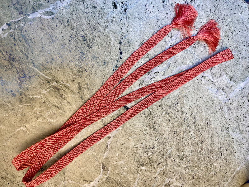 Obijime Belt Flat Braided in Mauve Pink Silk