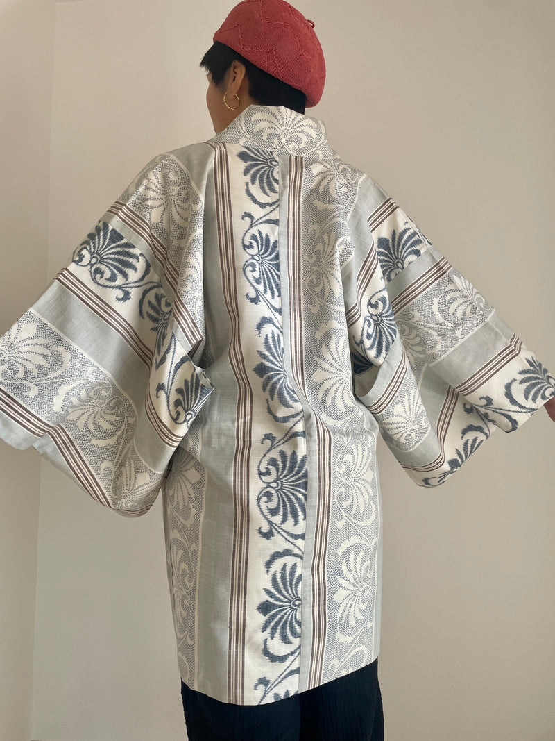 Haori Envelope Porcelain Blue Grey in Tsumugi Silk