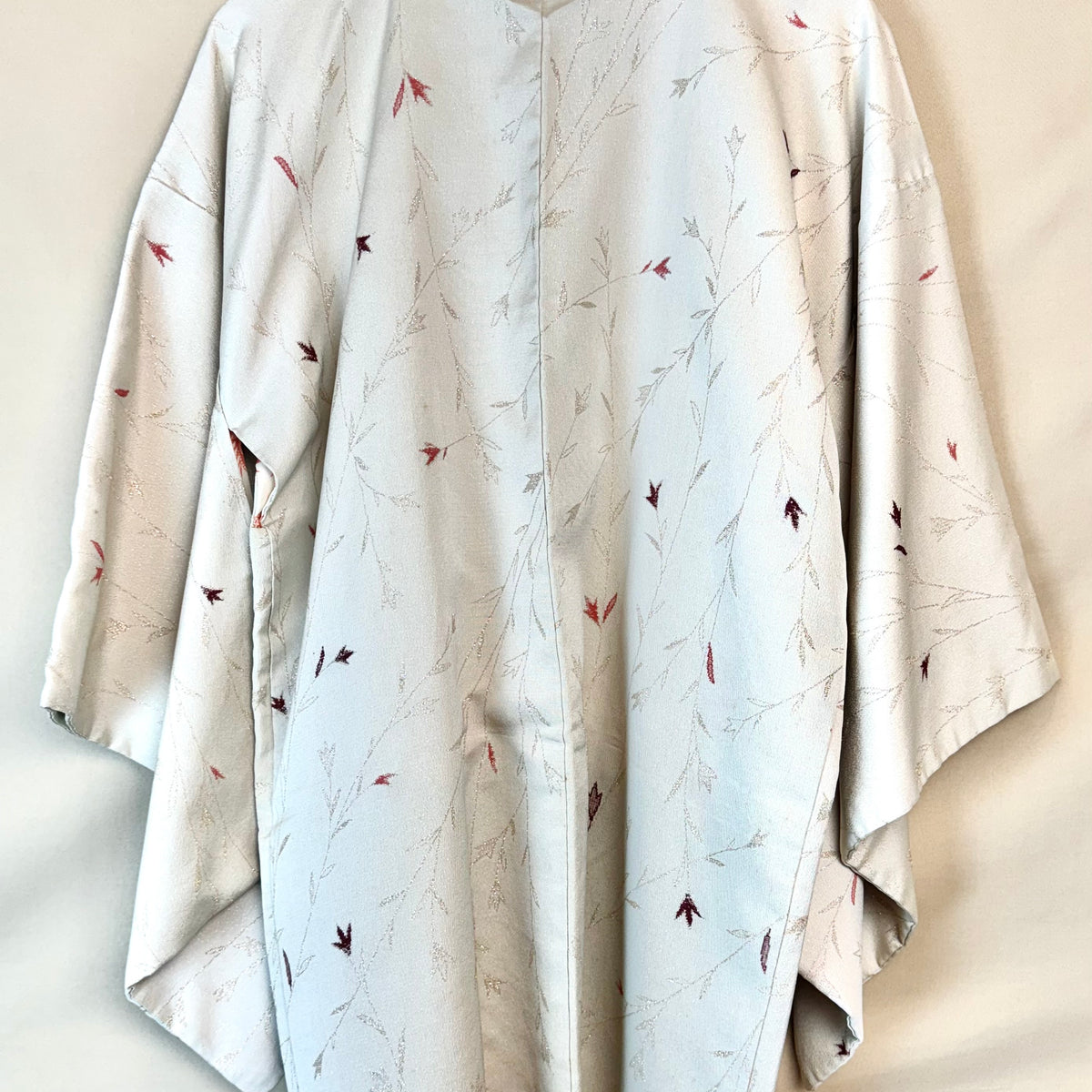 Haori Ice Silver with Metallic Leaves Embroideries