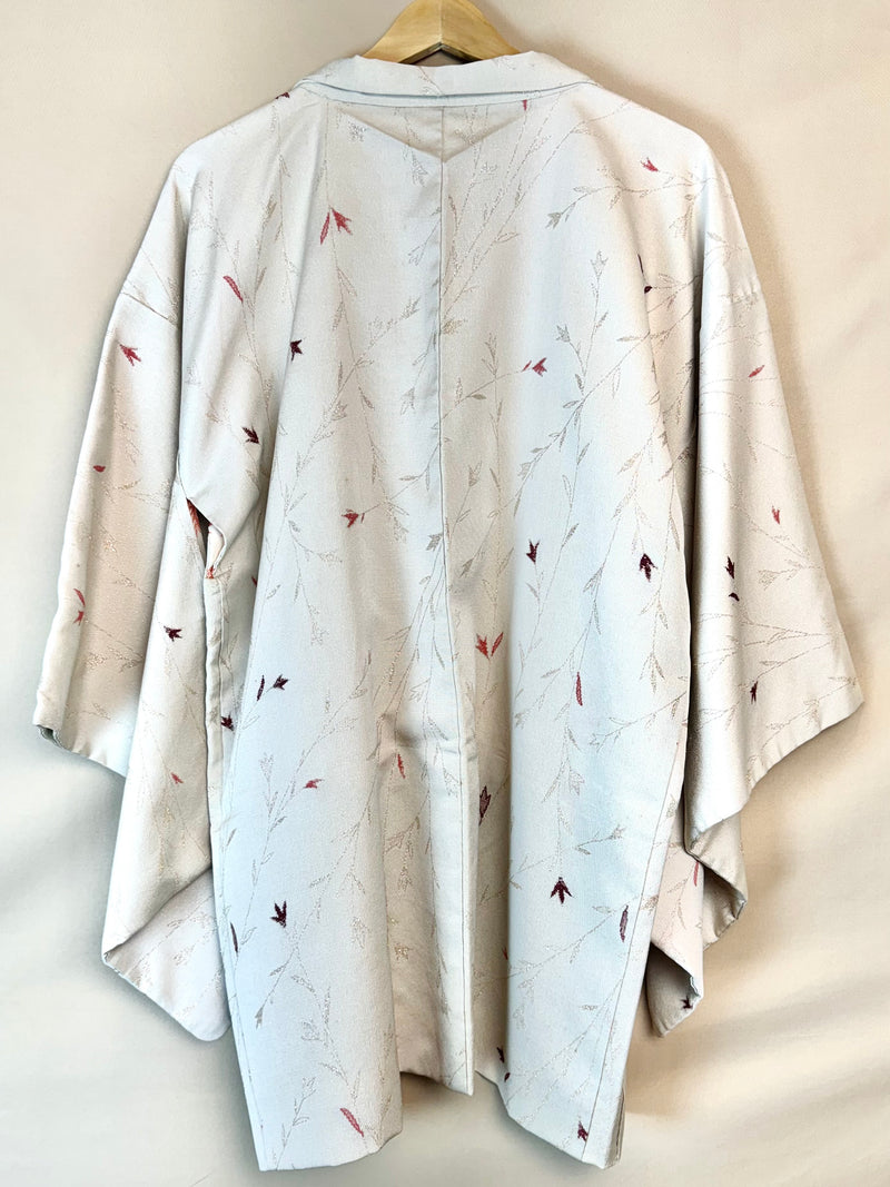 Haori Ice Silver with Metallic Leaves Embroideries