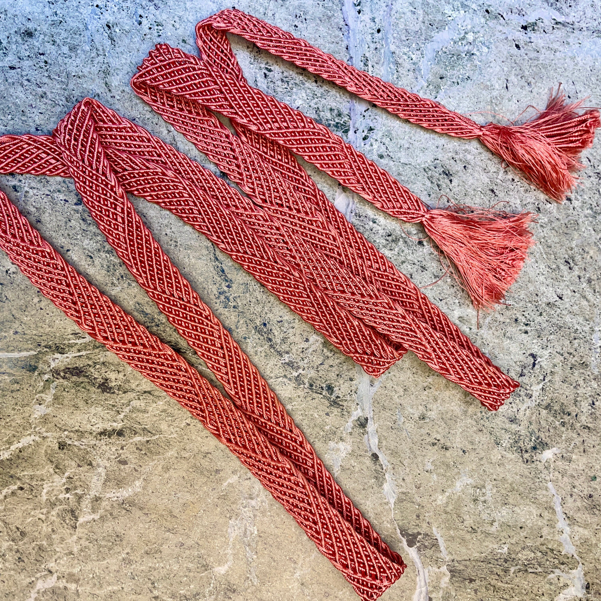 Obijime Belt Flat Braided in Mauve Pink Silk