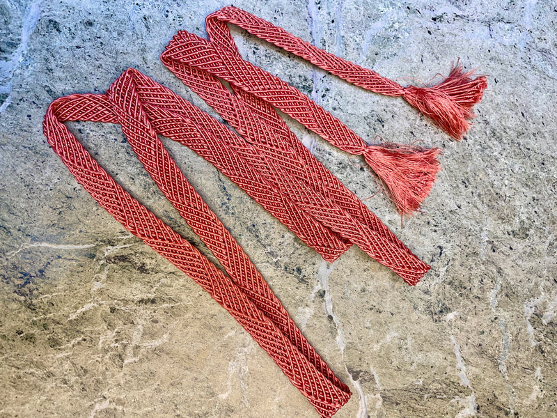 Obijime Belt Flat Braided in Mauve Pink Silk