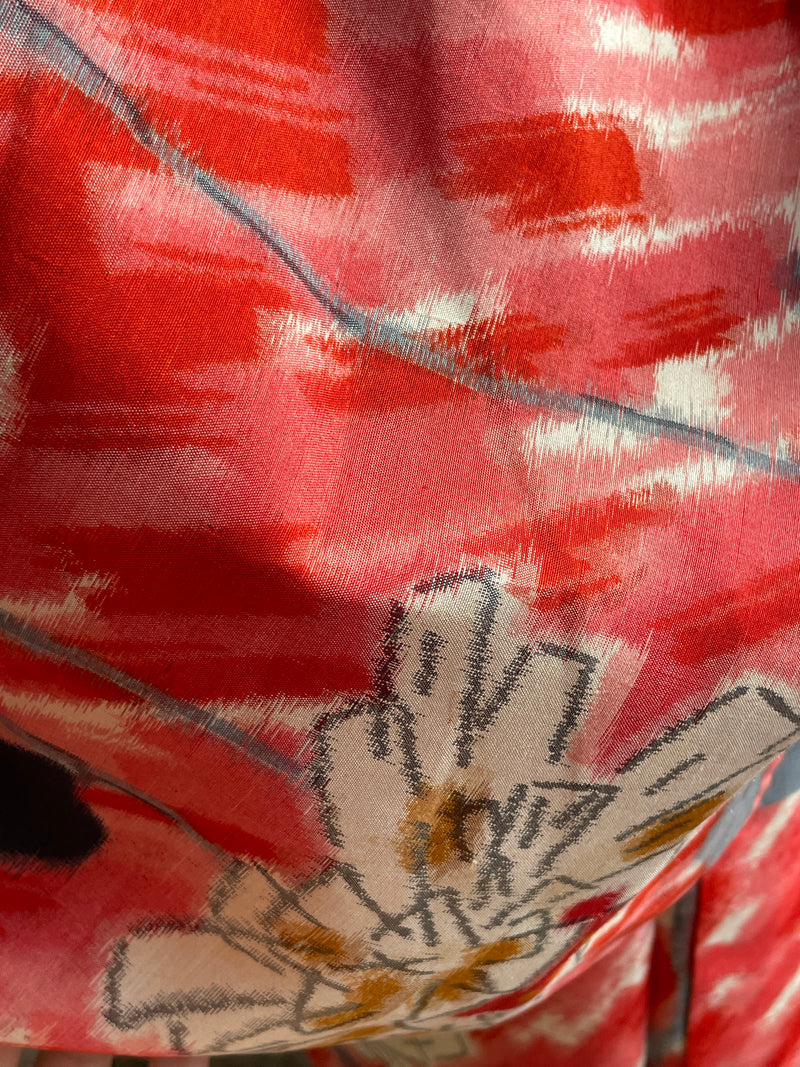 Kimono Vintage with Pink Drawings in Silk