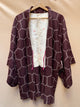Haori Jacket Deep Brown Silk with Shibori Technique Patterns