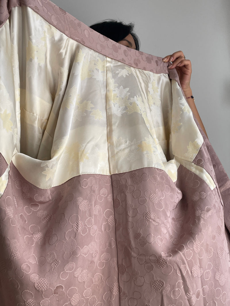 Haori Mauve Lavander with Bubbles Texture in Silk