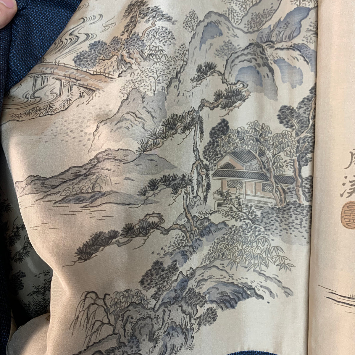 Haori Mens Oshima Tsumugi Silk with Art