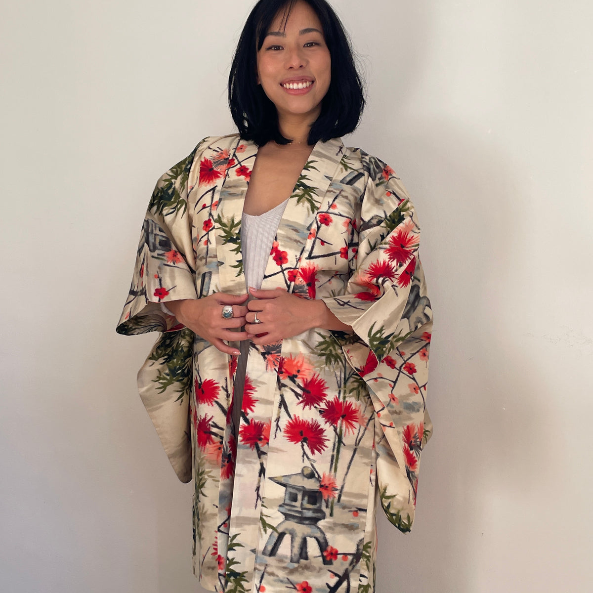 Haori Meisen Antique Japanese Garden in Silk