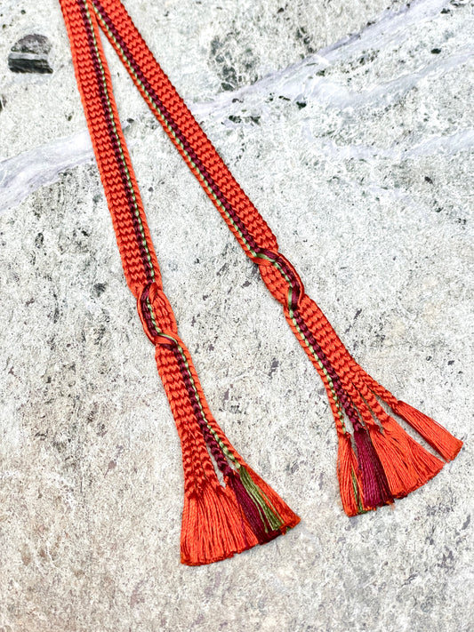 Haorihimo Belts Deep Terracotta in Silk (set of 2)
