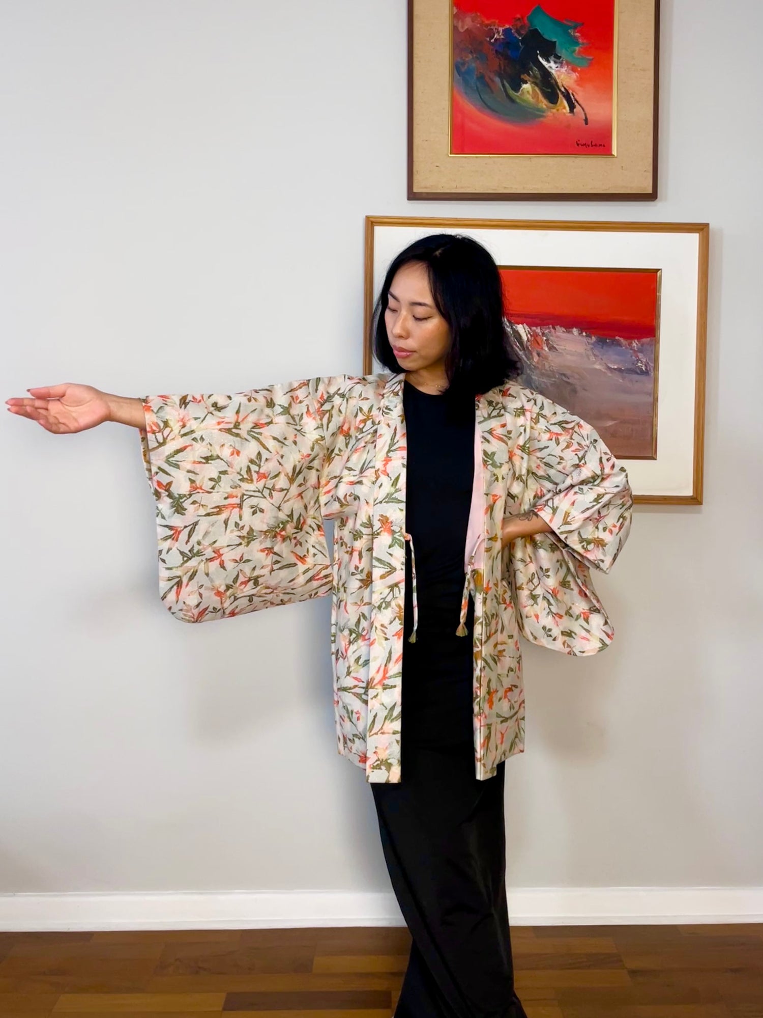 Haori Double Layerd Leaves Cutouts with Shimmer