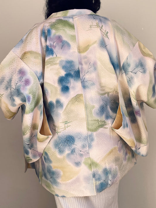 Haori Dreamy Watercolor Garden in Silk