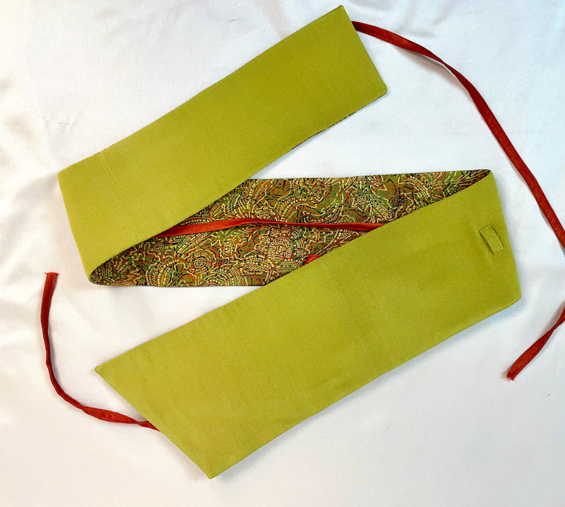 Asymmetrical Belt Made from Kimono Silk Fabric Green