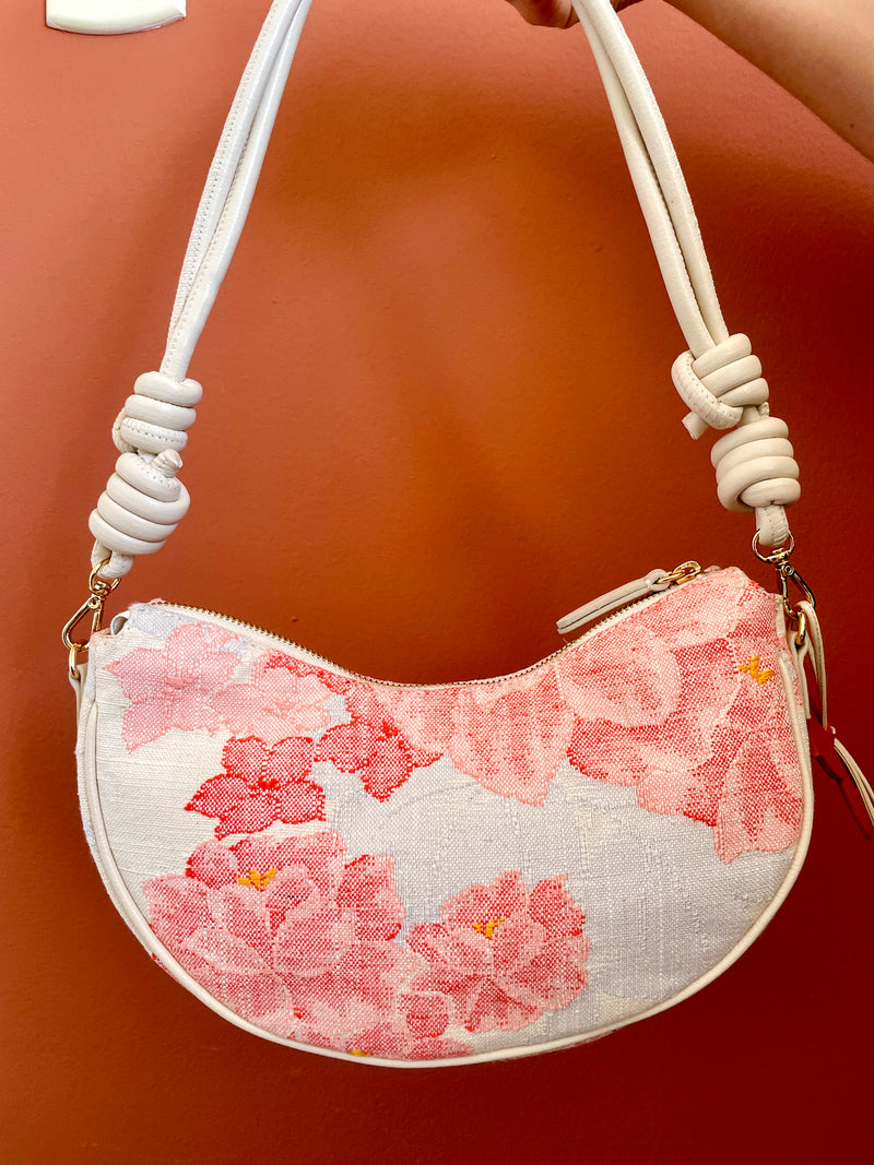 AIKO BAG Pink Spring Peonies from Japanese Obi Sash