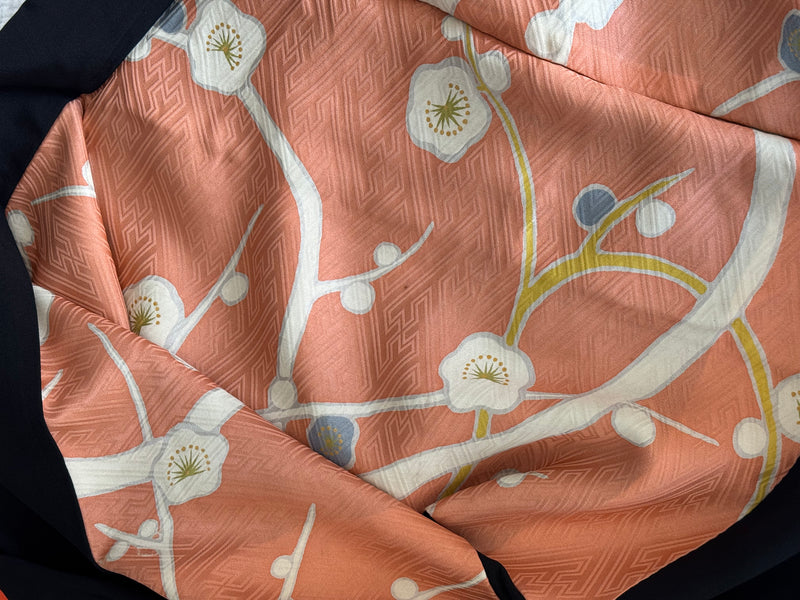 Kimono Mens Grey and Haori Black with Sakura interior