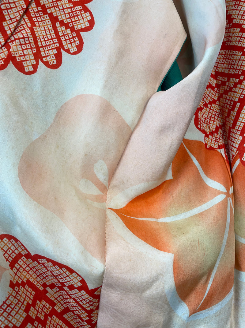 Kimono Michiyuki Antique Green Emerald with Colorful Interior