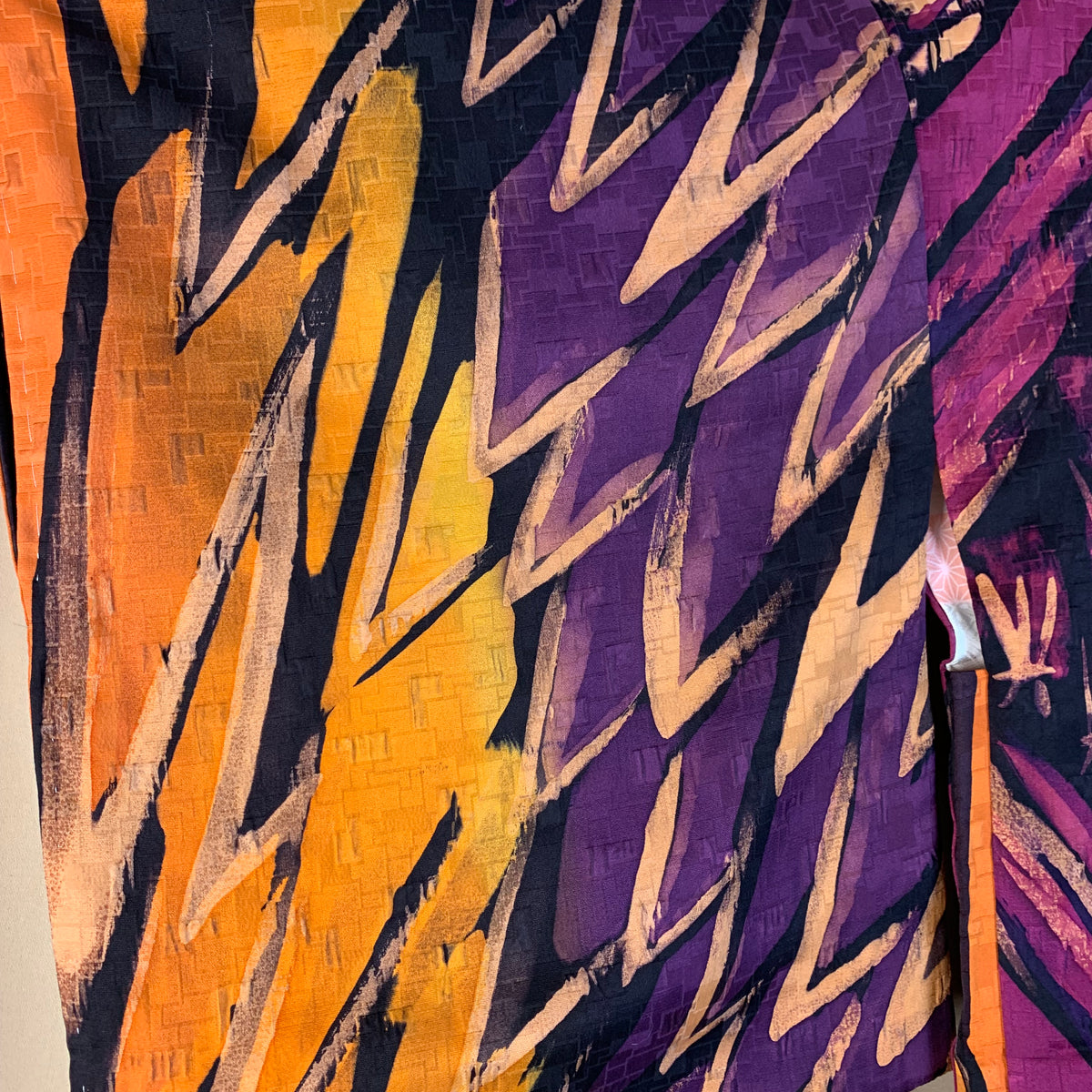 Haori Painted Orange Purple Black in Silk