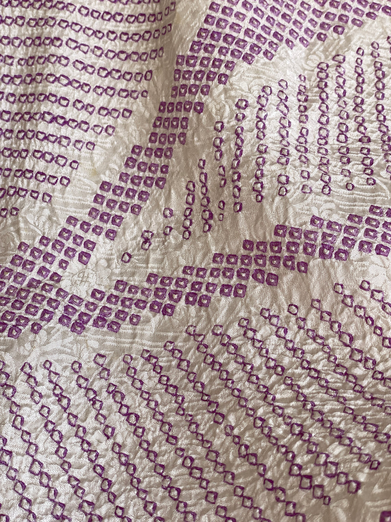 Haori White with Shibori Technique in Purple Silk