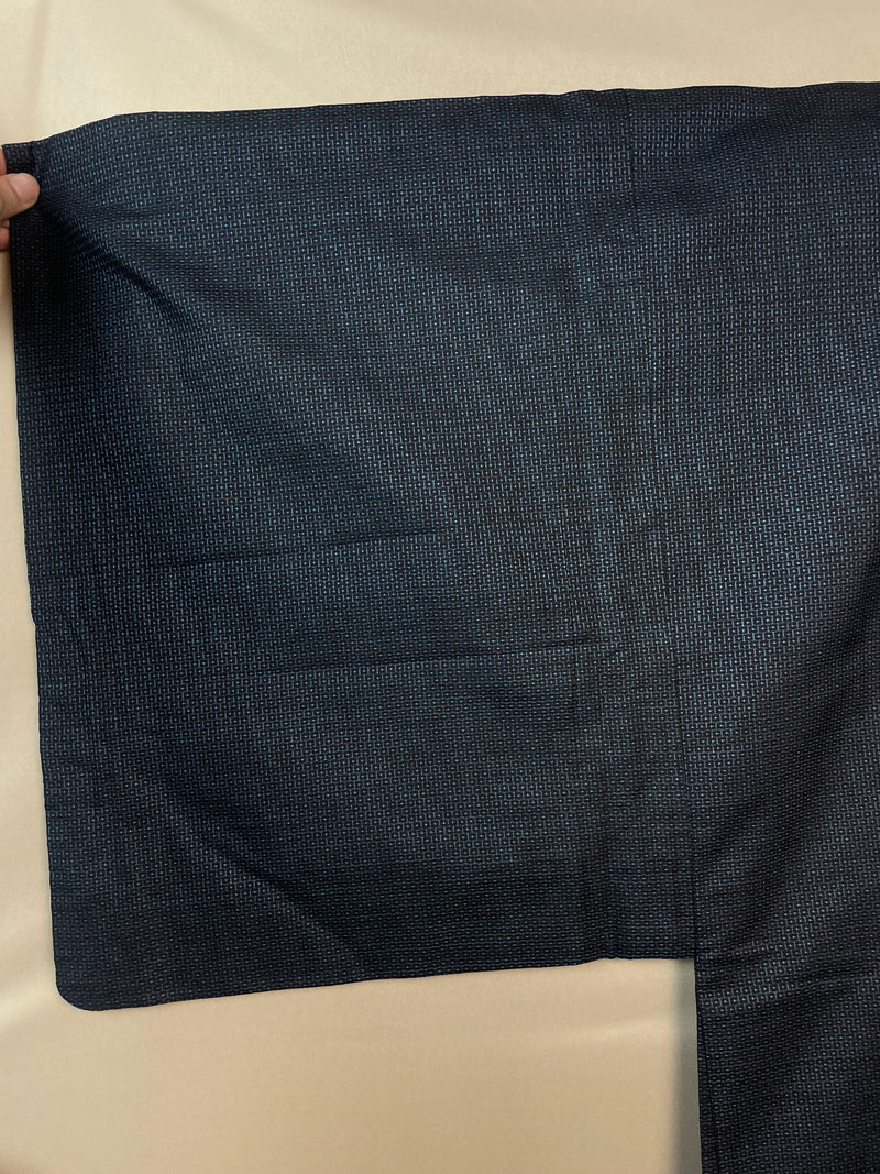Haori Mens Dark Blue Oshima Tsumugi Silk with Painted Interior