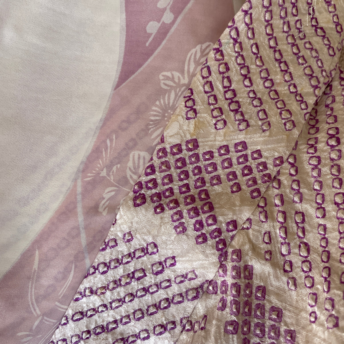 Haori White with Shibori Technique in Purple Silk