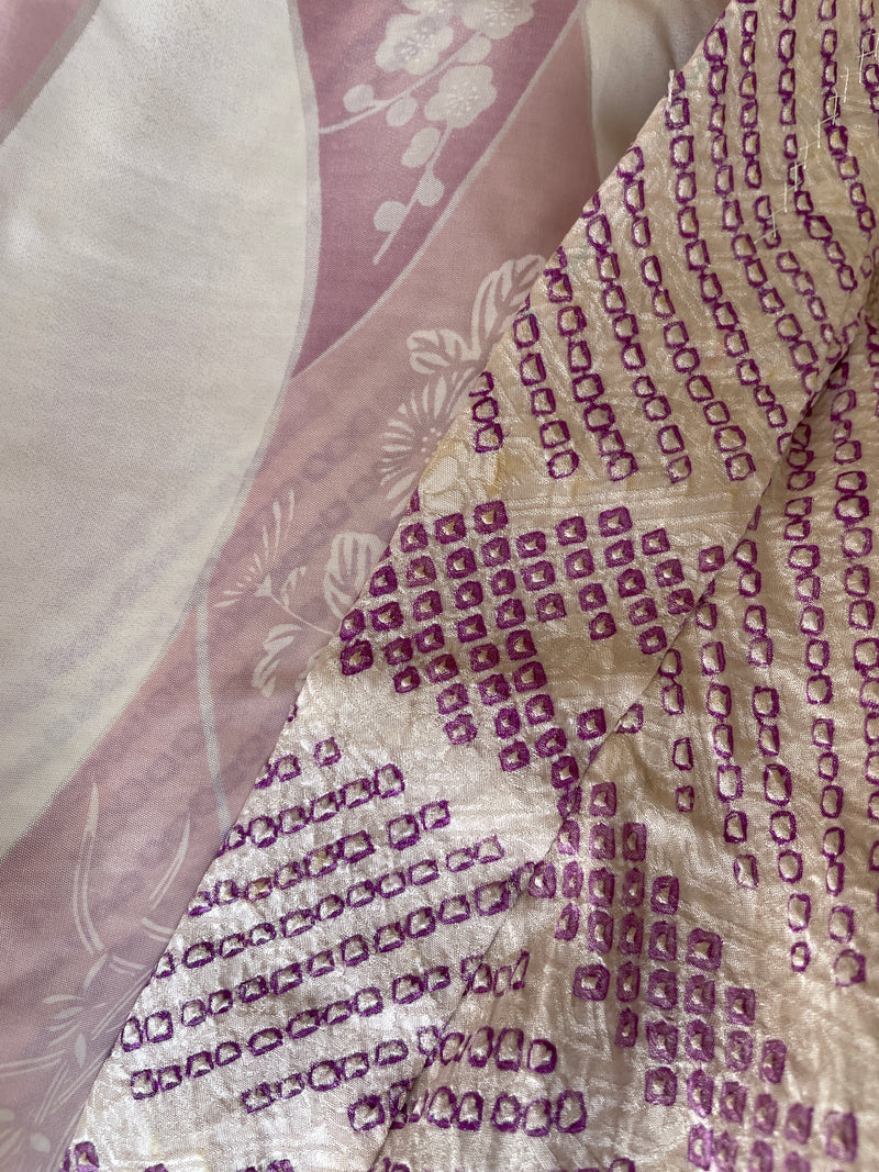 Haori White with Shibori Technique in Purple Silk
