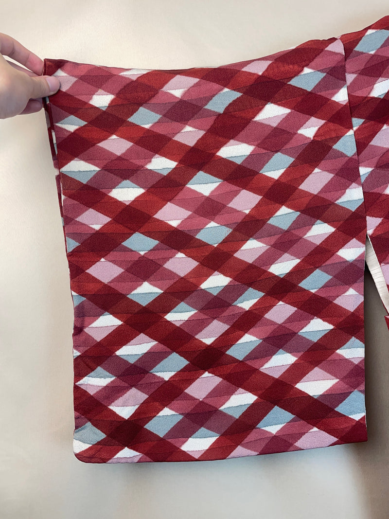 Haori Wine Checkered Watercolor