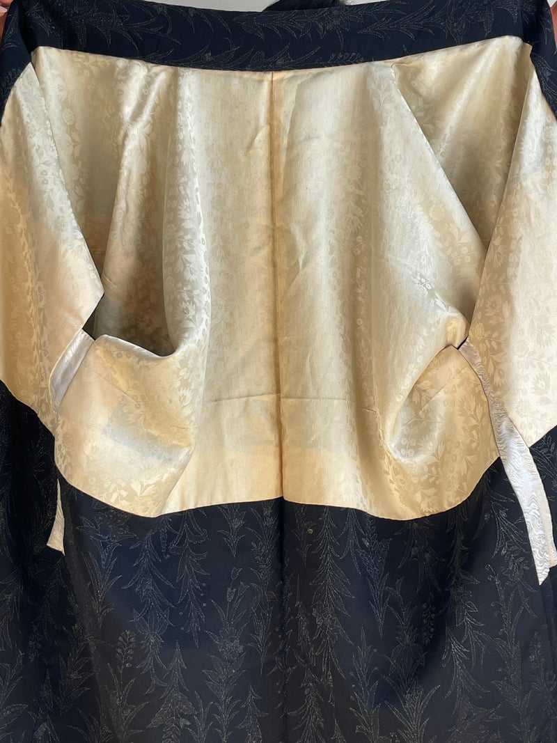 Haori Black with Black Metallic Embroidery in Silk