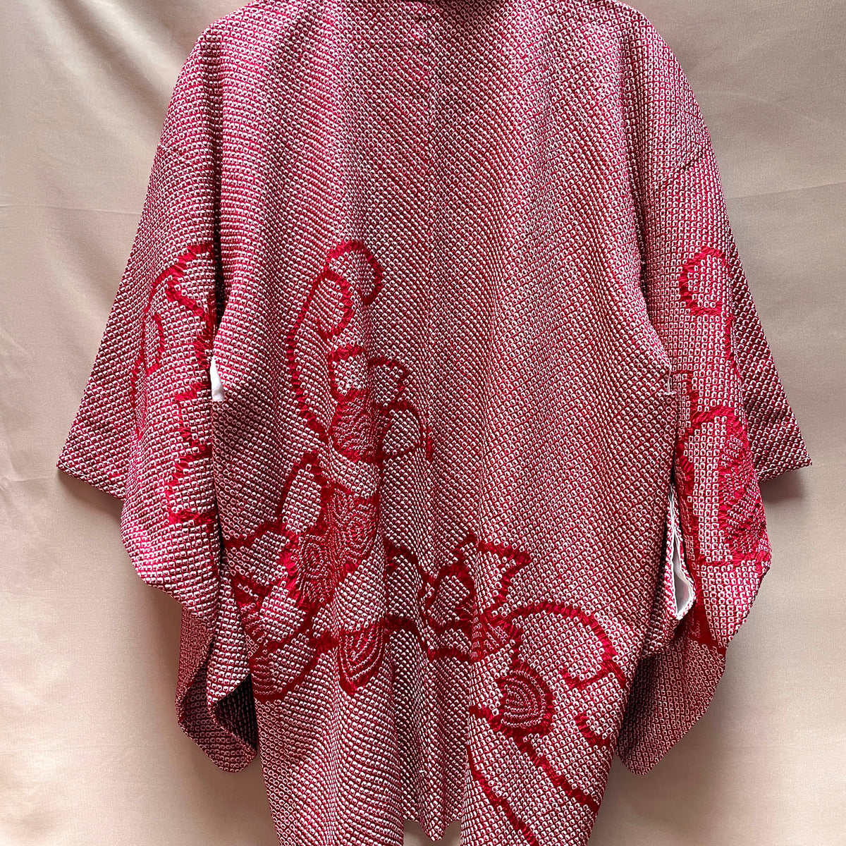 Haori Jacket Shibori Technique Dark Red in Silk
