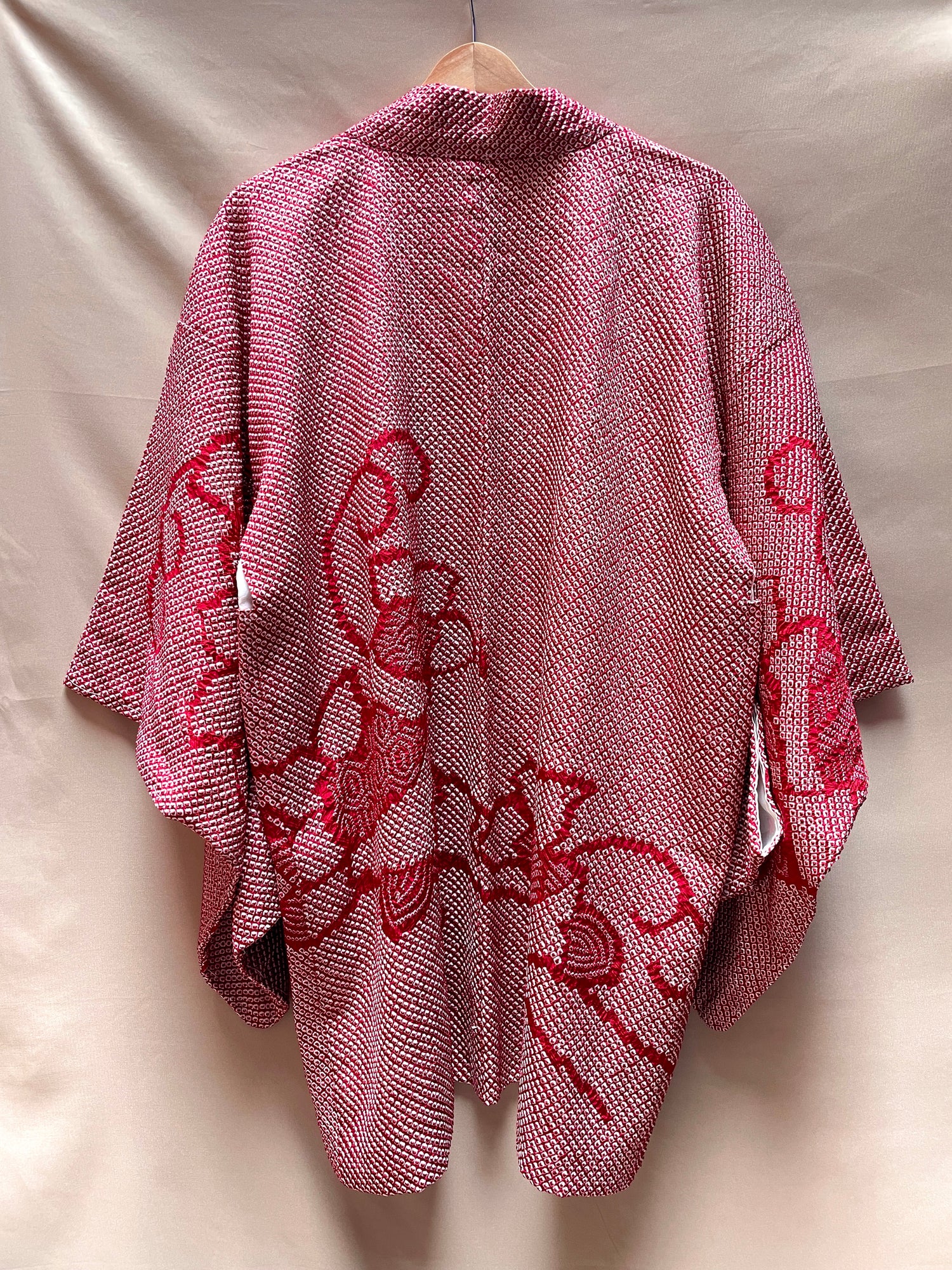 Haori Jacket Shibori Technique Dark Red in Silk