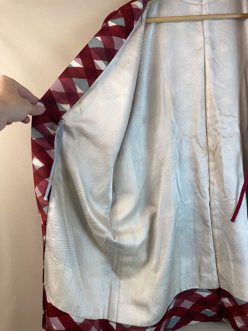 Haori Wine Checkered Watercolor