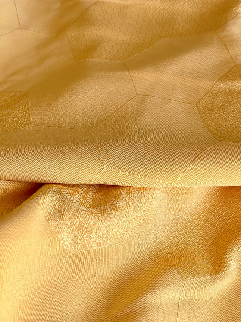 Haori Pale Yellow with Bee Hive with Texture in Silk
