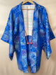 Haori Blue Jacquard with Embroidered Metallic Flowers