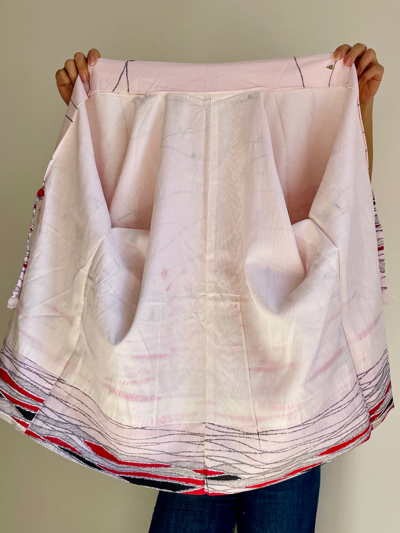 Haori Pastel Pink Crayon in Mixed Silk